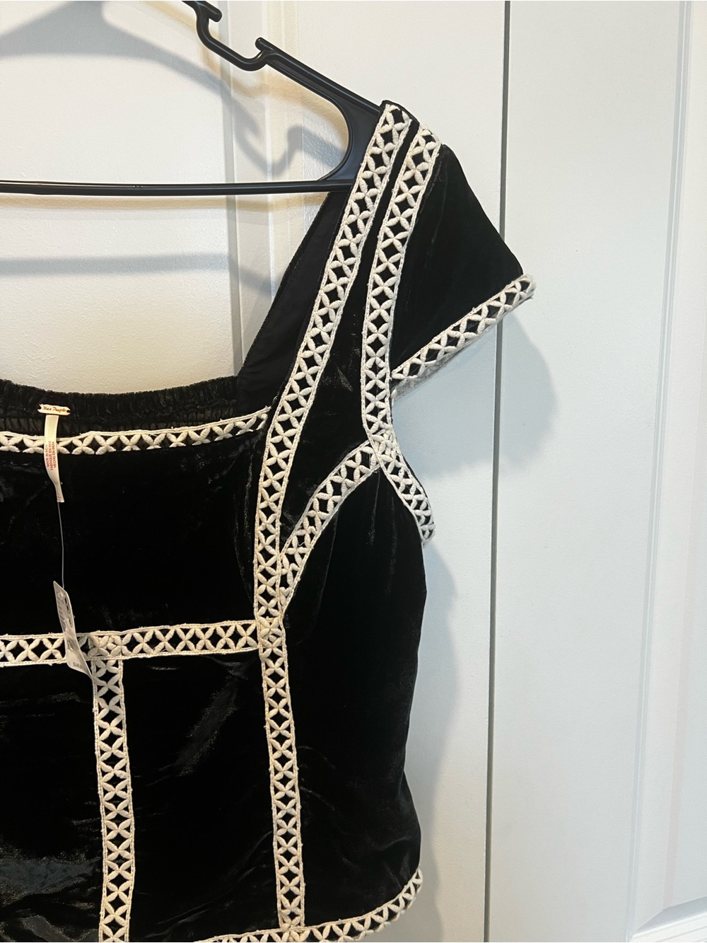 NWT Free People Tyler Velvet Corset Cropped Top with Cream Trim - Picture 10 of 13